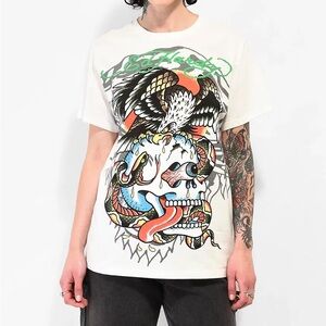 Ed Hardy Cloud Dancer white Graphic tee